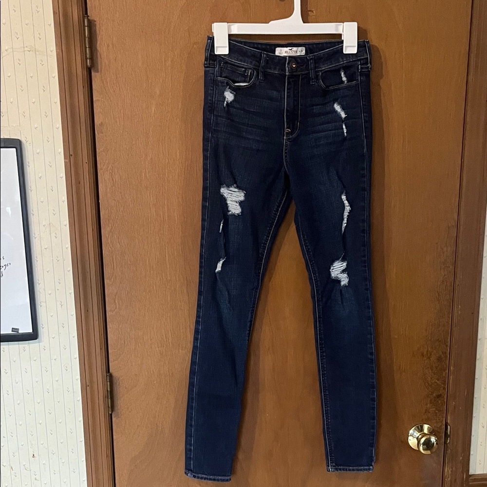 Hollister Dark Blue Distressed Skinny Jeans
